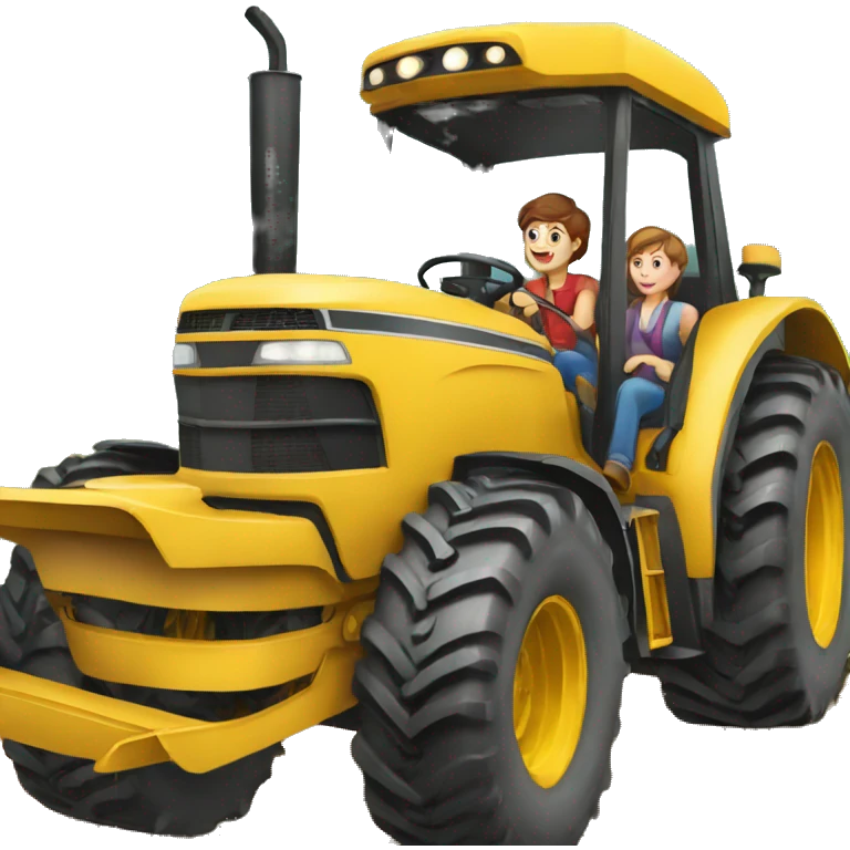 group of people driving giant tractor emoji