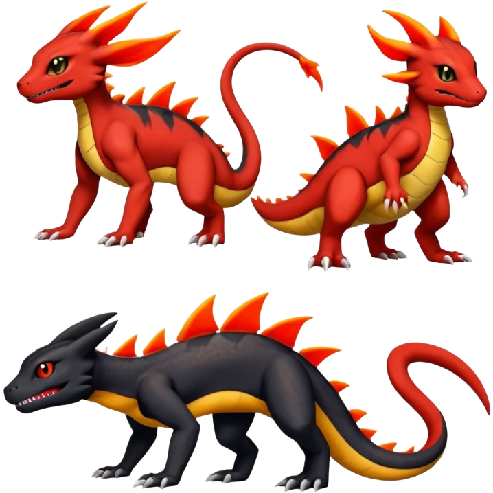 Salandit-Umbreon-Guilmon-Charmeleon-Fakémon-hybrid-creature (full body)  emoji