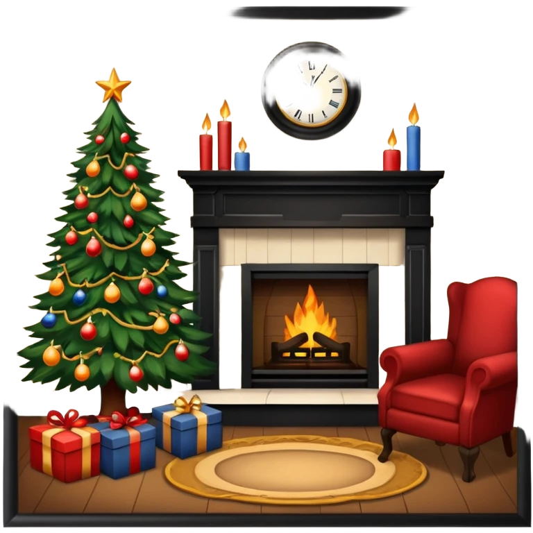 Interior early American Christmas scene emoji
