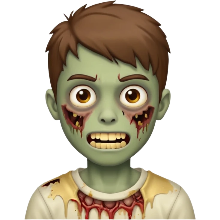 boy zombie with brown hair and brown eye and grillz gold in mouth emoji