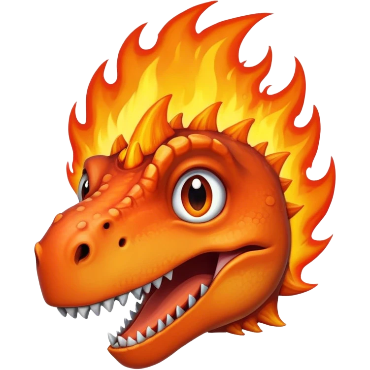 dinosaur face on fire emoji