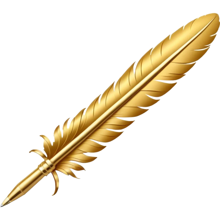 3D perspective academic premium golden ink feather pen emoji