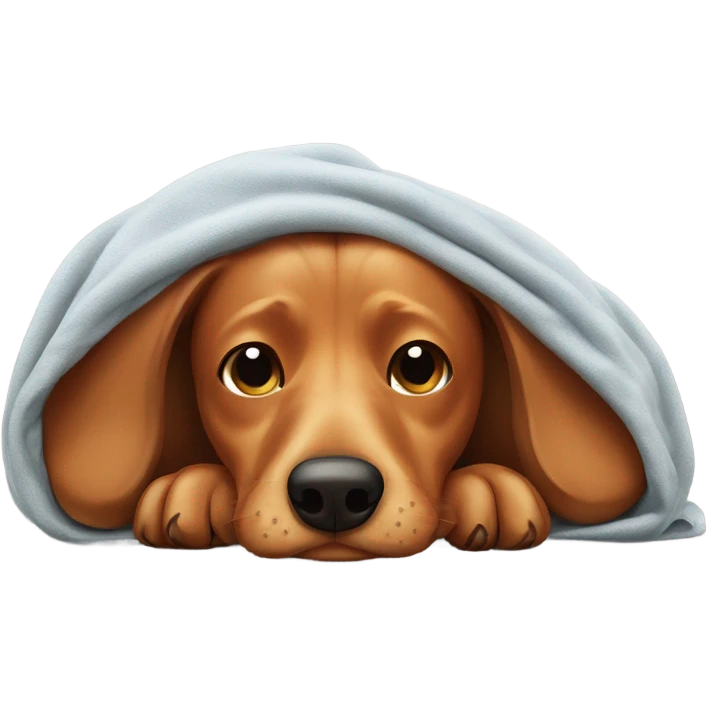 Wiener dog sleeping under blanket emoji
