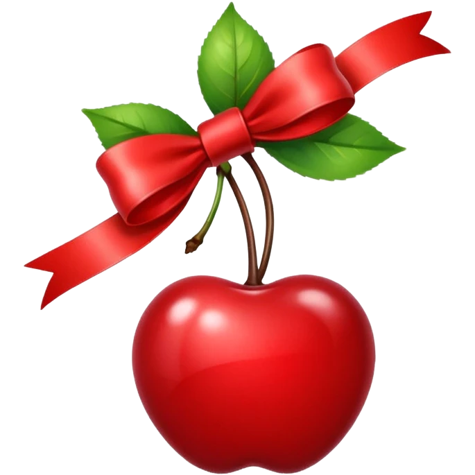 Red cherry with a red ribbon bow emoji