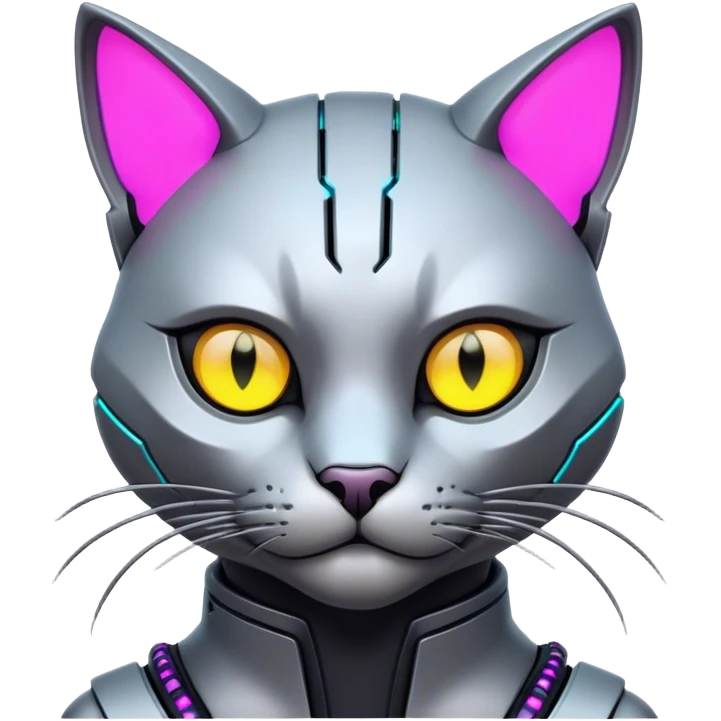 Cyber cat cyberpunk neon hacker  emoji