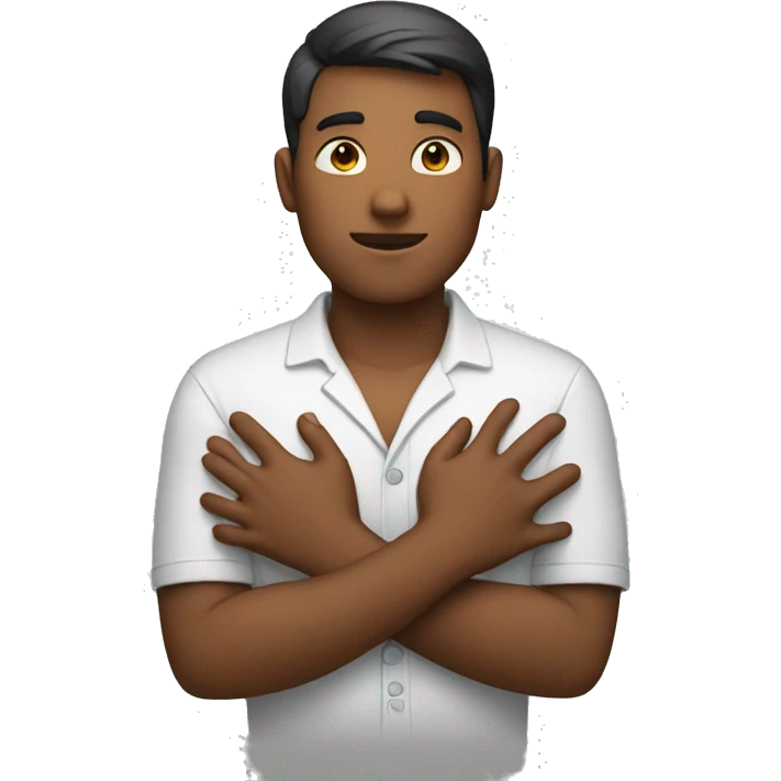 person with hands on chest emoji
