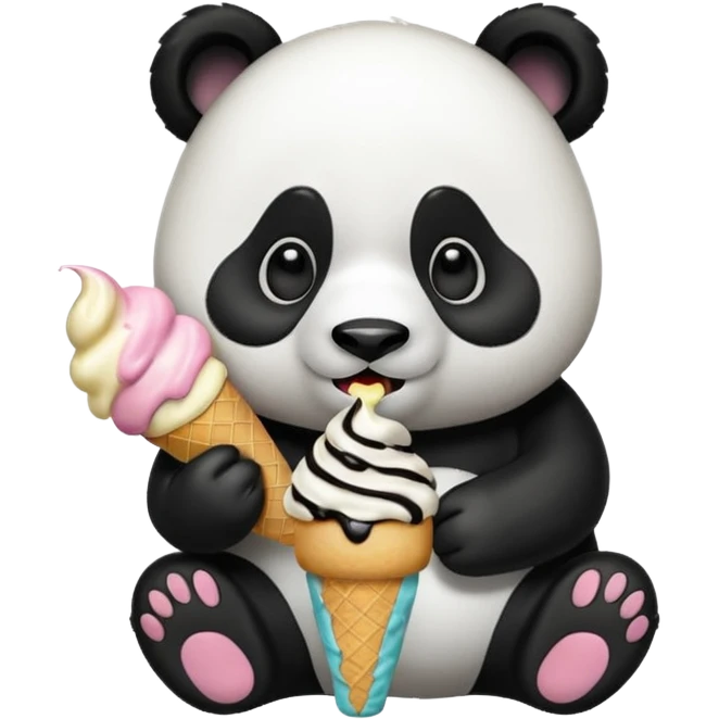 Panda eating ice cream emoji