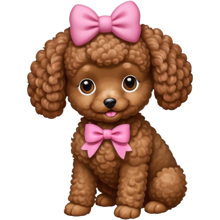 Brown toy poodle with pink bow emoji