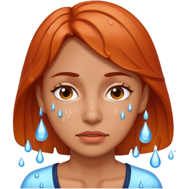woman feeling very hot, sweating with face redish and drops emoji
