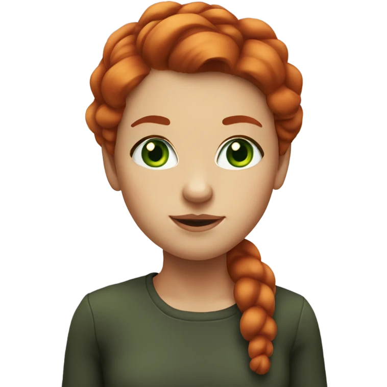 Girl with red hair, green eyes, thick eyebrows  emoji