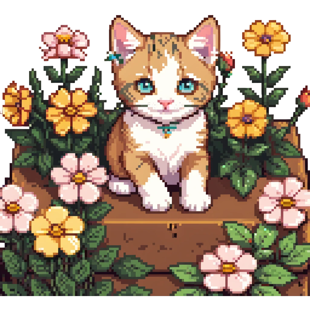 Kitten and flowers emoji