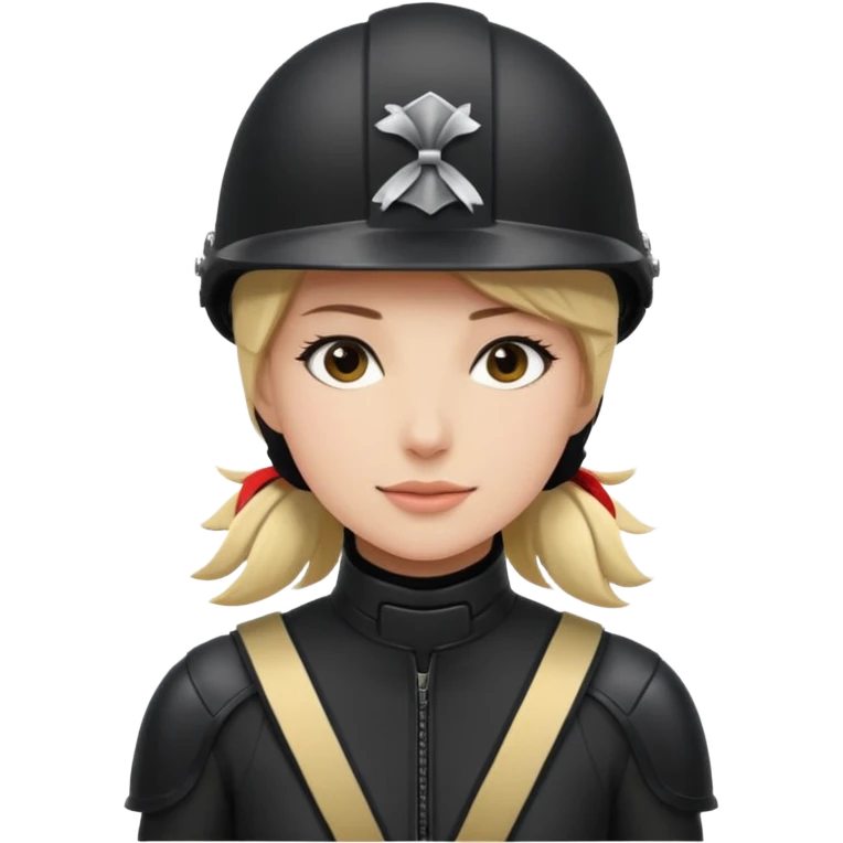 Rider helmet black matte at the back theres ribbon attached for female rider emoji
