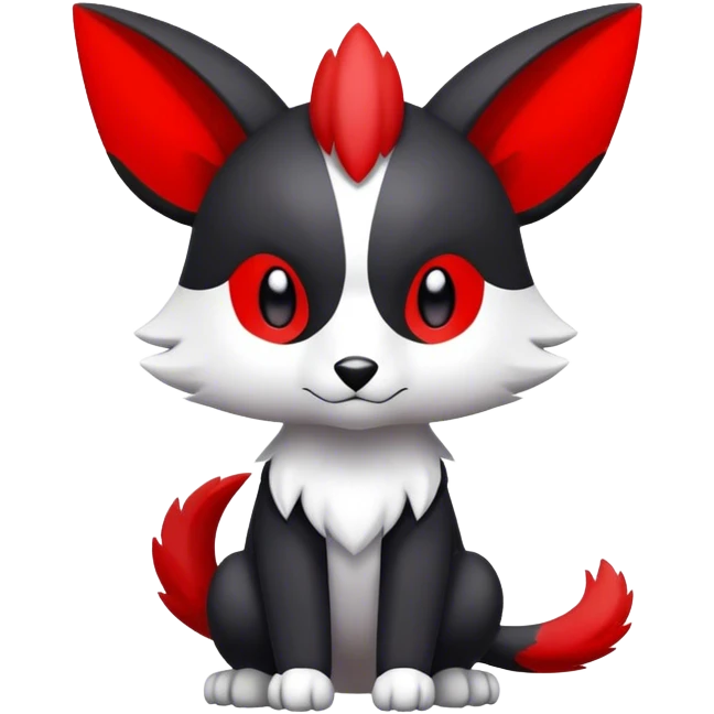Cute cool black red white animal hybrid Fakemon full body emoji