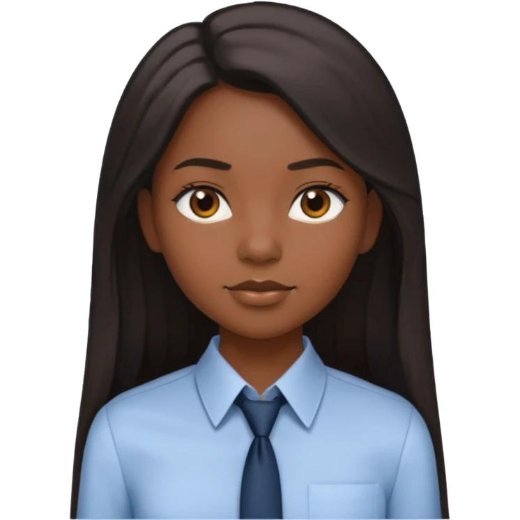 black girl working in collared formal shirt and long sleek hair emoji