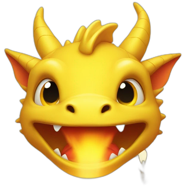 A cute yellow dragon face spying fire. emoji
