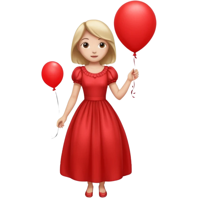 female wearing dress, holding balloon emoji