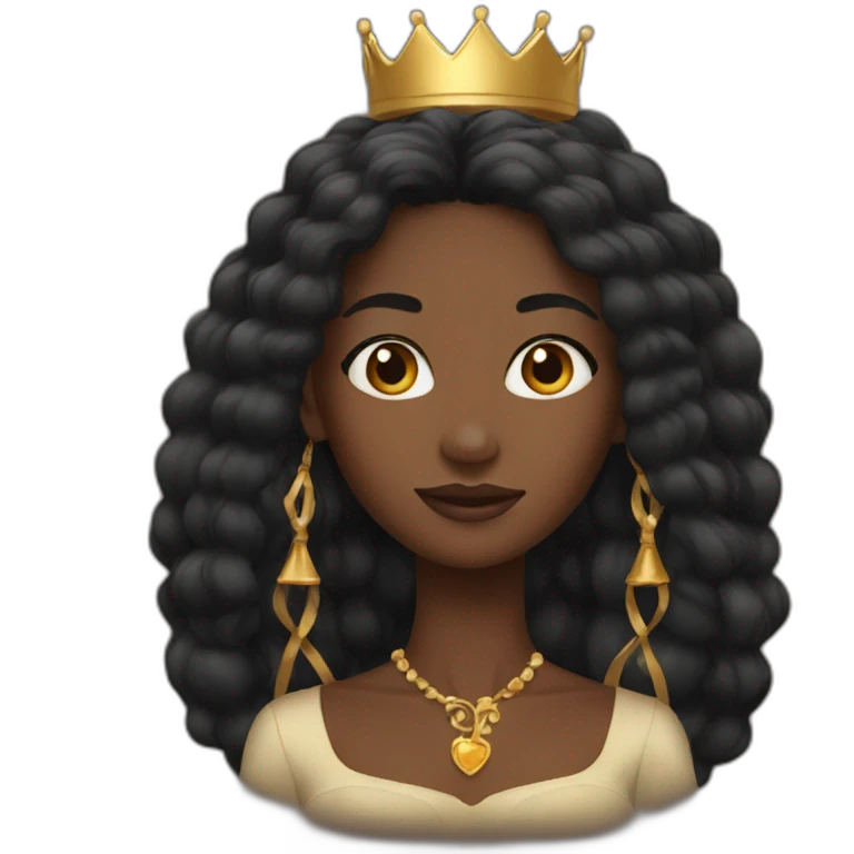 Crown black women with long hair emoji