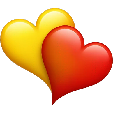 Heart with one half yellow and the other half red emoji