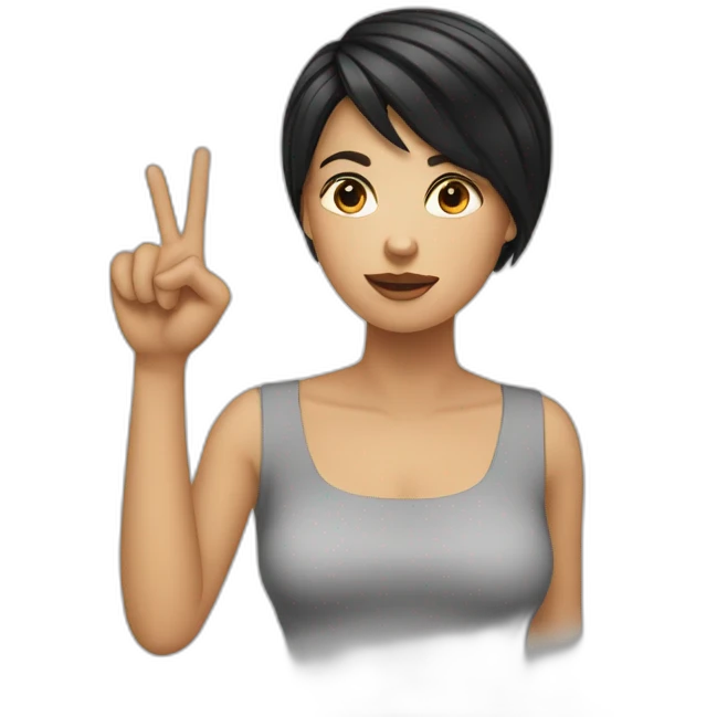 white-women-black-short-hair-raising-middle-finger emoji