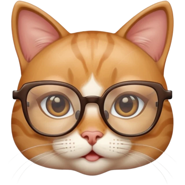 cute girl cat with really big square glasses with super thin frames emoji