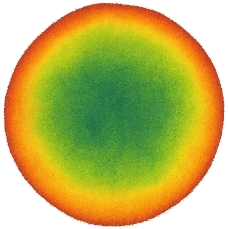 A circle in emoji style with a thermal camera effect, green color emoji