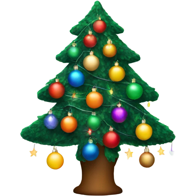 Christmas tree with lights and colourful ornaments  emoji