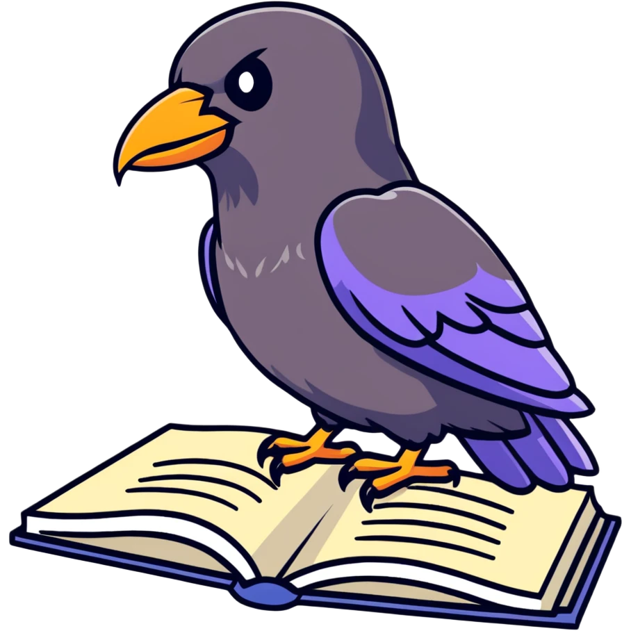 raven sitting on a book emoji