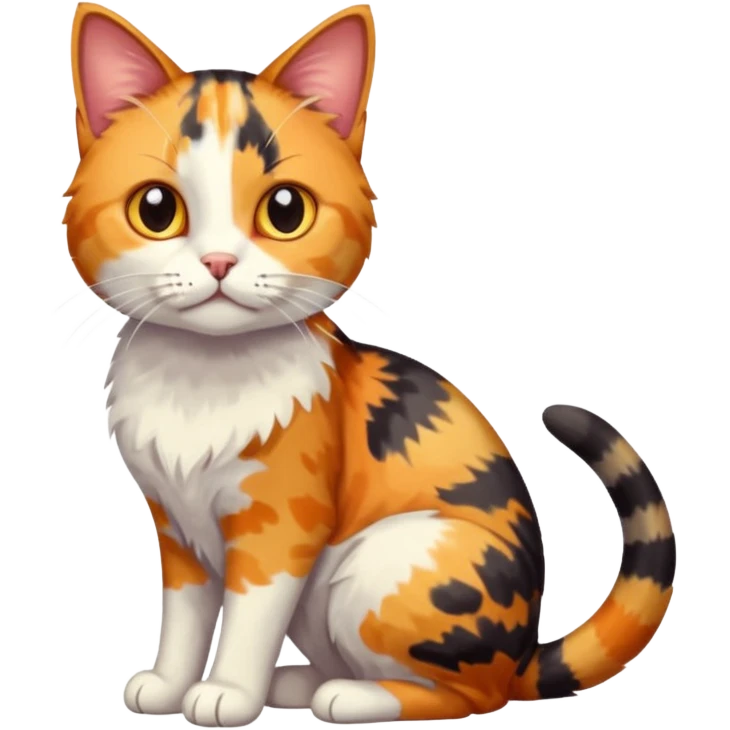full body anxious looking colourful patchy light calico tabby cat emoji