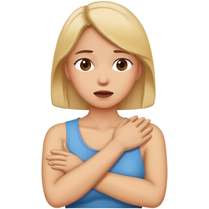 Woman crossing her arms holding her throat emoji