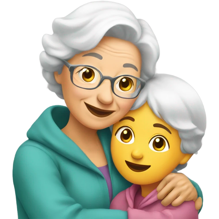 Grandma huggings with a girl emoji