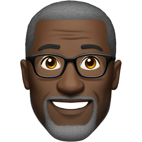 Shannon sharp with round faced suit and glasses and buzz cut and small eyes and over 50 small gray bearded receding hairline emoji
