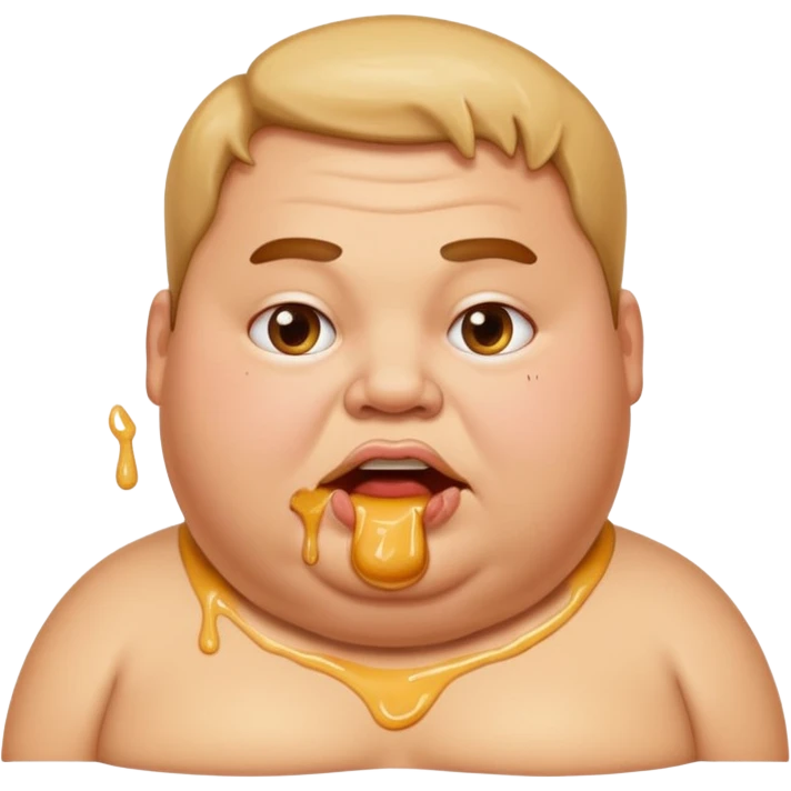 Fat guy with grease coming out mouth emoji