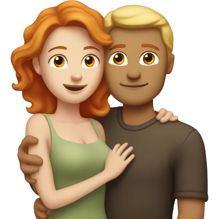 Blonde man hugging a red headed woman emoji