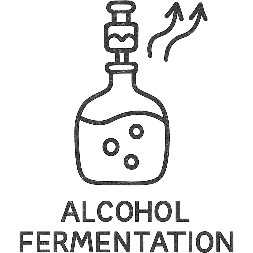 icon representing alcohol fermentation in wine making process, hand drawn style emoji