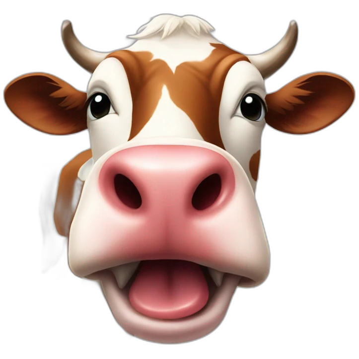 Cow licking the inside of its nostril emoji