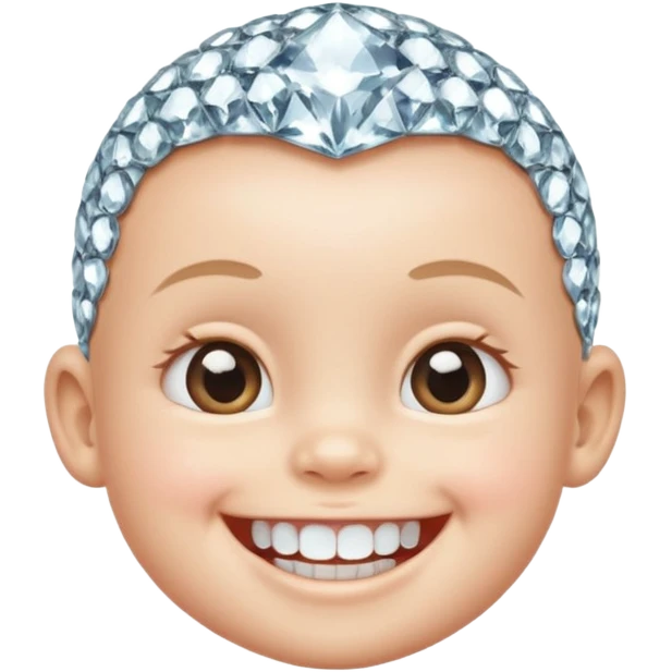 a smiling baby with teeth made of diamonds emoji