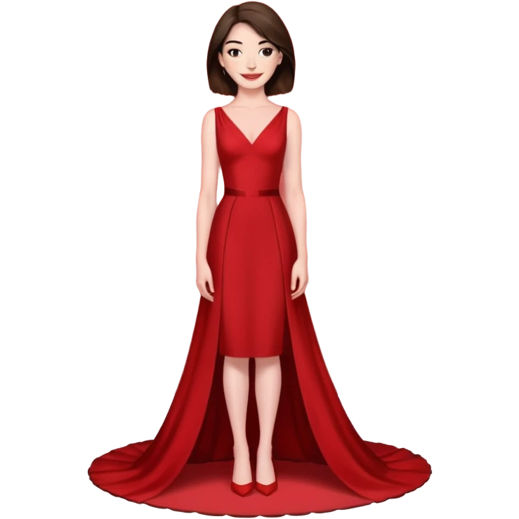 Anne Hathaway in red dress, red carpet emoji