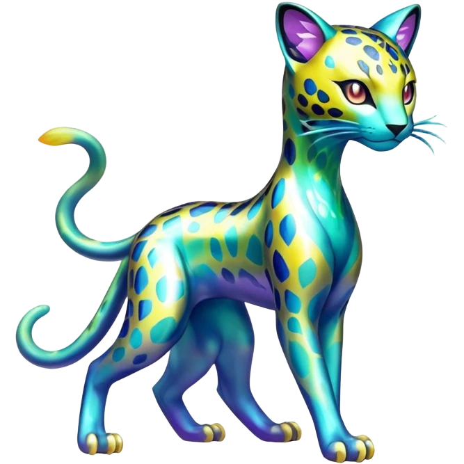 Shiny Elemental Exotic Colorful Liepard-Delcatty-Pokémon-Fakémon-hybrid-creature (full body) emoji