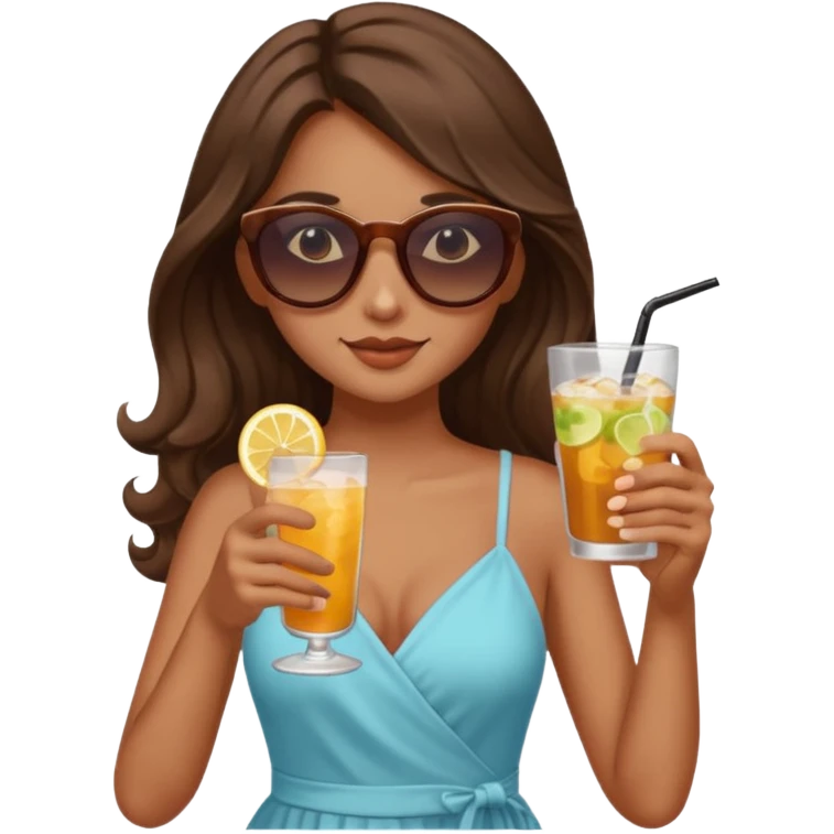 chill girl long curling hair in drink holders with sunglasses dikkine dress emoji