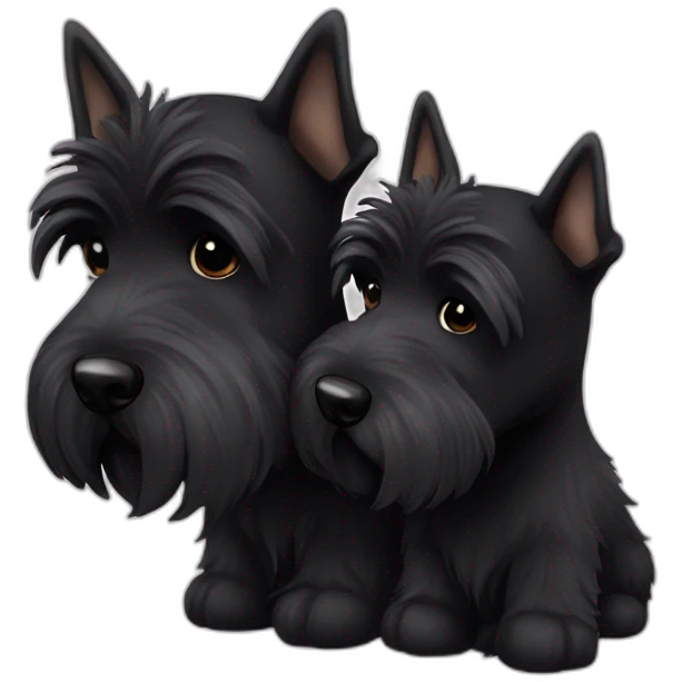 Two black Scottish terrier kissing emoji