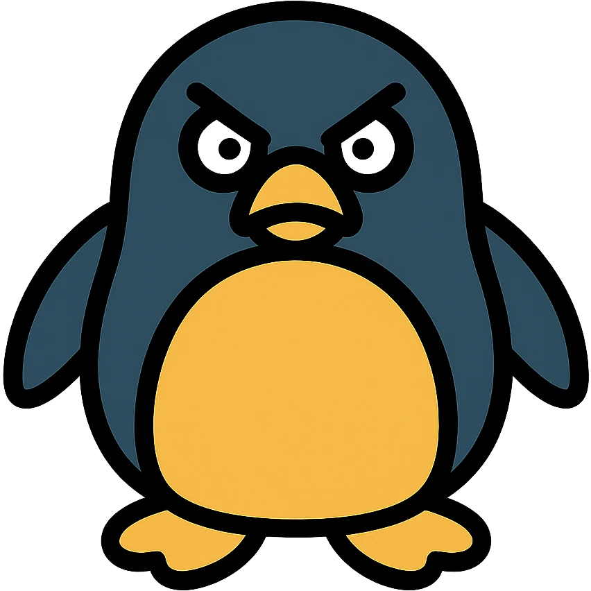 angry penguin color icon with black outlines emoji