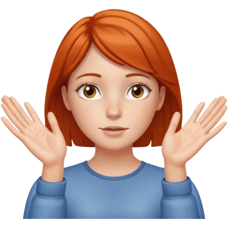 Girl with two hands in front out facing upwards  emoji