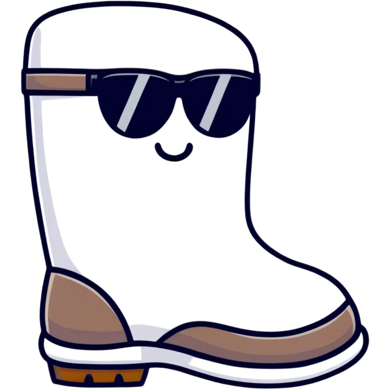 A smart and stylish Russian felt boot (valenok) with a happy face and sunglasses, looking awesome emoji