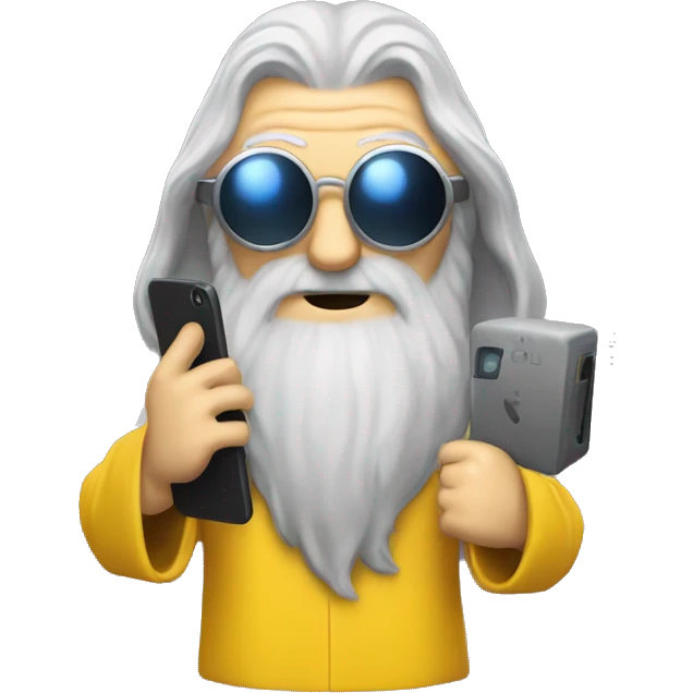 gandalf, yellow clothes, VR Glasses and mobile phone emoji
