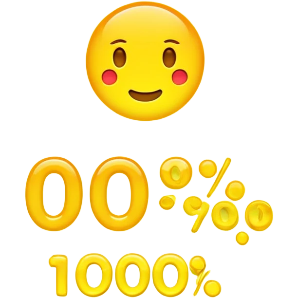 Literary a text of  "100%" in glowing yellow emoji
