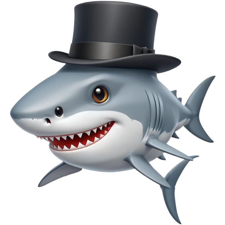 Shark with a top hat emoji