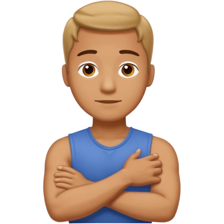 Man holding their neck arms crossed emoji