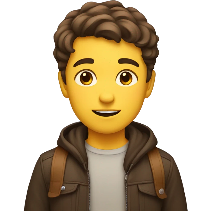 Boy with brown hair and  on yellow background  emoji