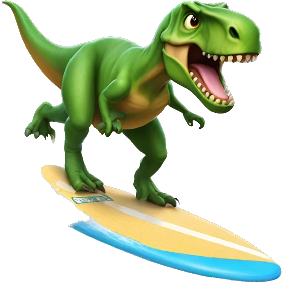 T-Rex surfing emoji