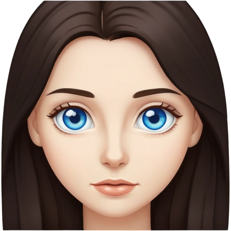 Woman with blue eyes, long dark brown hair emoji